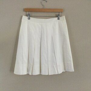 Classic Ann Taylor LOFT Pleated A-Line Skirt Off White